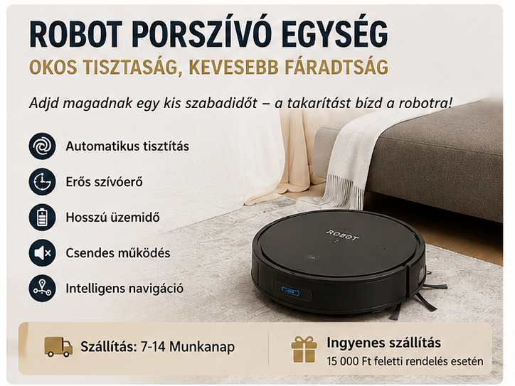 3 az 1-ben Okos Robot Porszívó – Seprés, Feltörlés, USB Töltés