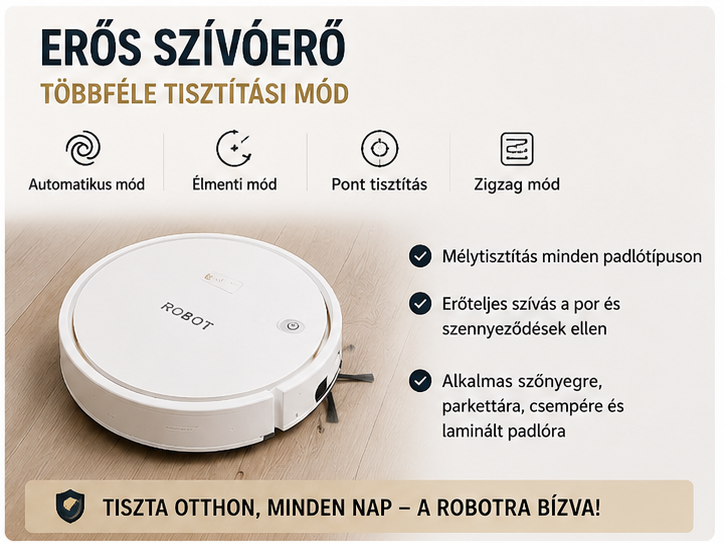 3 az 1-ben Okos Robot Porszívó – Seprés, Feltörlés, USB Töltés