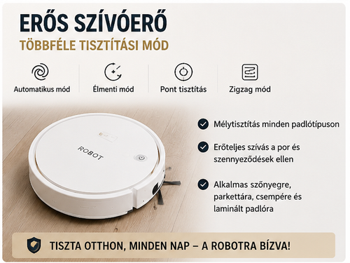 3 az 1-ben Okos Robot Porszívó – Seprés, Feltörlés, USB Töltés