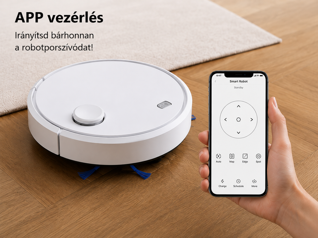 Okos Vezeték Nélküli Robot Porszívó – Csendes, 3 az 1-ben, Párásító Funkcióval