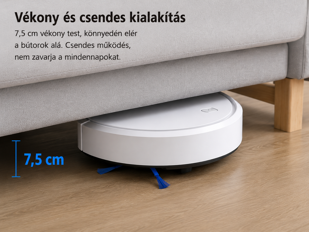 Okos Vezeték Nélküli Robot Porszívó – Csendes, 3 az 1-ben, Párásító Funkcióval