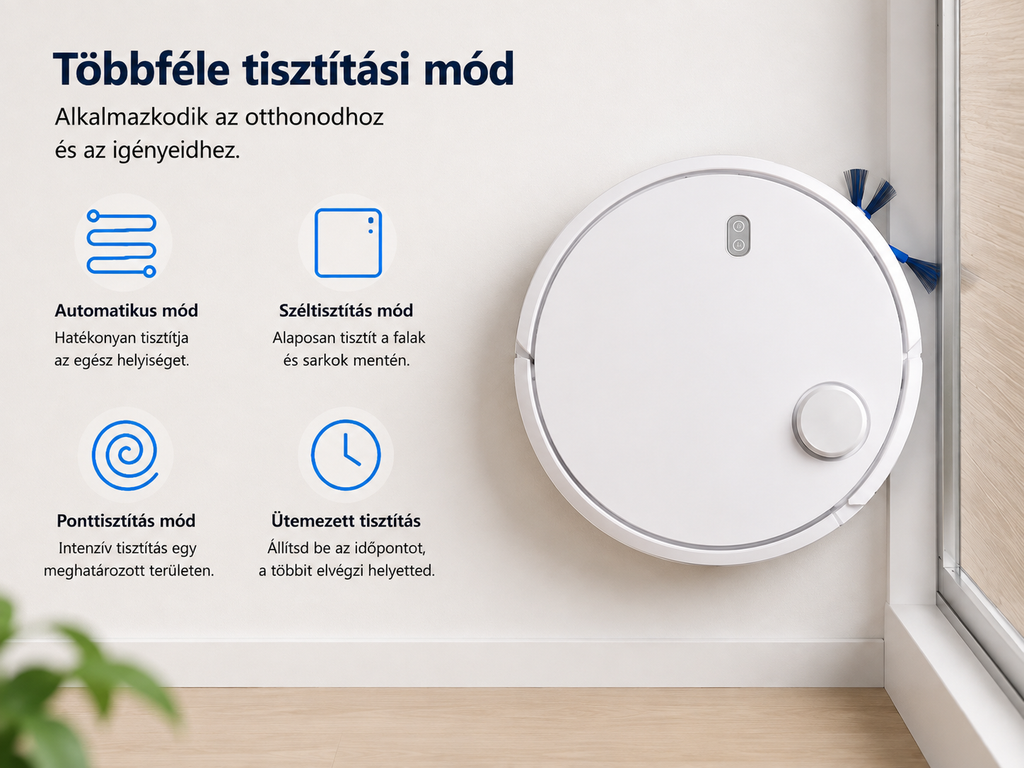 Okos Vezeték Nélküli Robot Porszívó – Csendes, 3 az 1-ben, Párásító Funkcióval