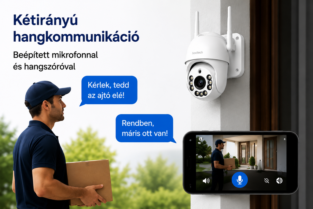 Okos kültéri Wifi PZT biztonsági kamera-4MP,Tuya Smart,éjjellátó,mozgásérzékelő,IP66