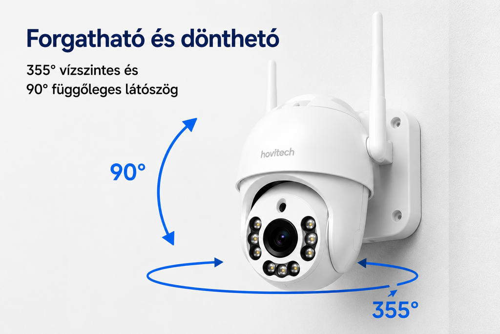 Okos kültéri Wifi PZT biztonsági kamera-4MP,Tuya Smart,éjjellátó,mozgásérzékelő,IP66