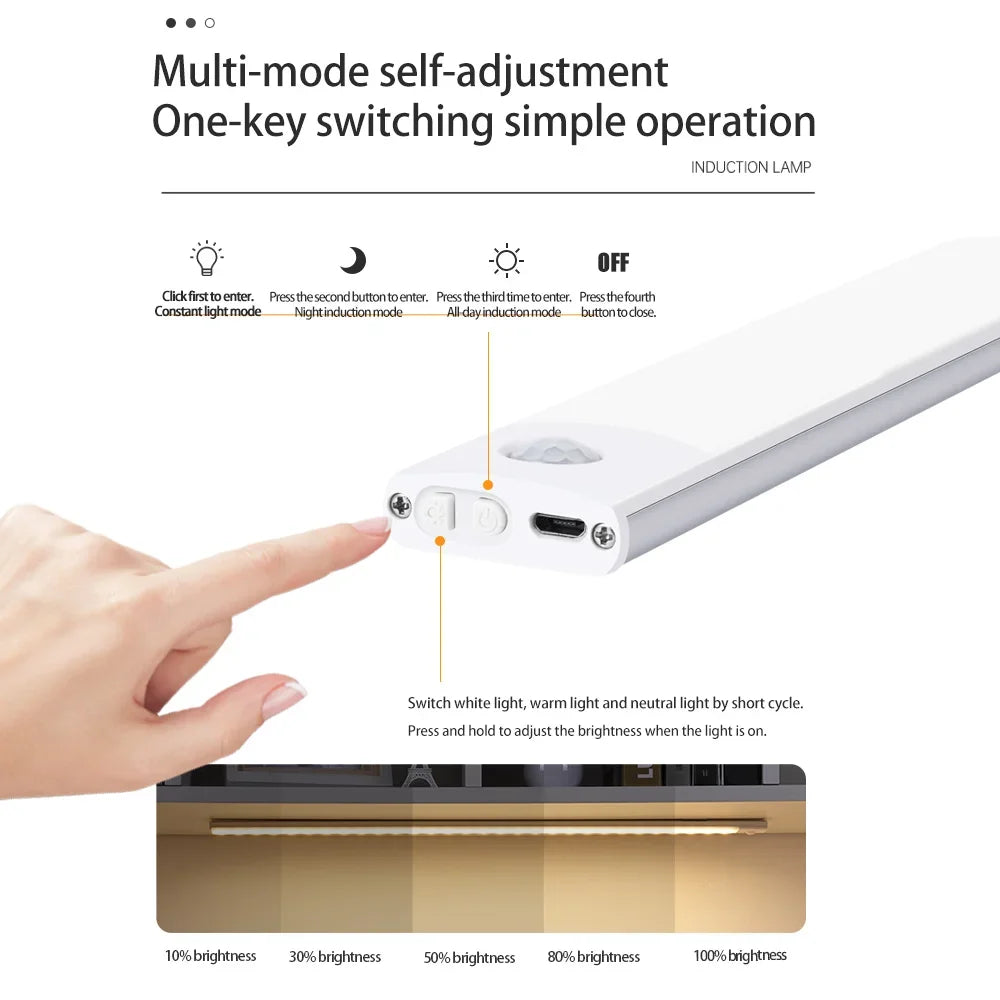 USB tölthető mozgásérzékelős LED lámpa – mágneses, szekrényhez, konyhához