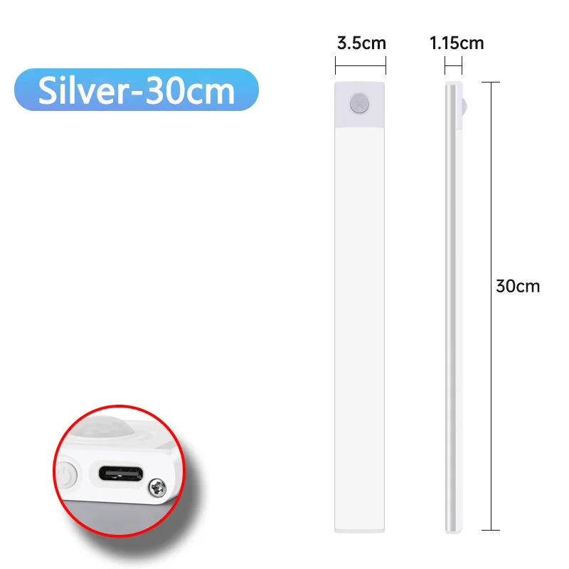 USB tölthető mozgásérzékelős LED lámpa – mágneses, szekrényhez, konyhához