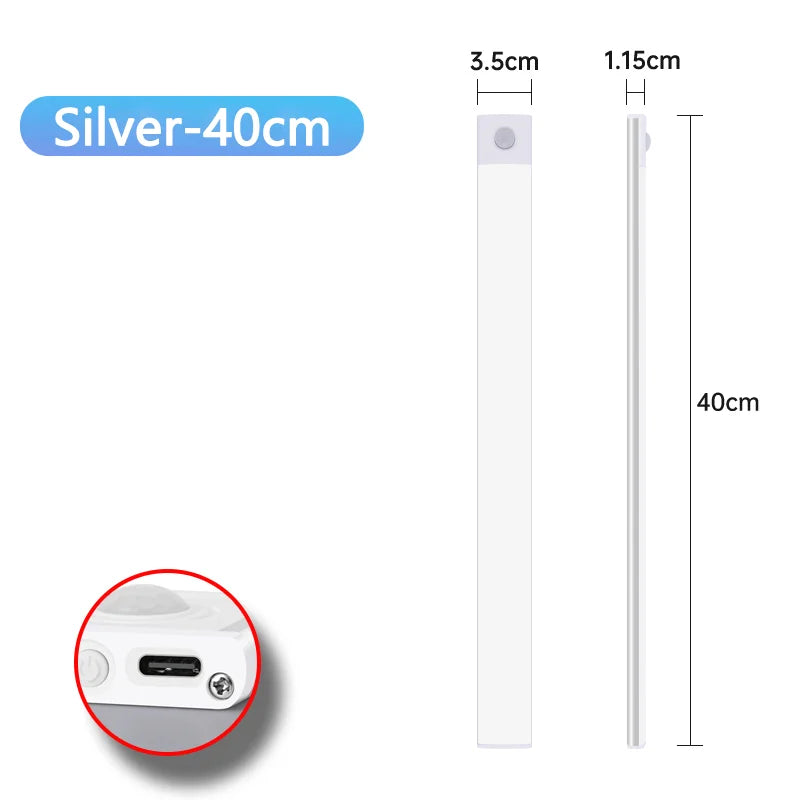 USB tölthető mozgásérzékelős LED lámpa – mágneses, szekrényhez, konyhához