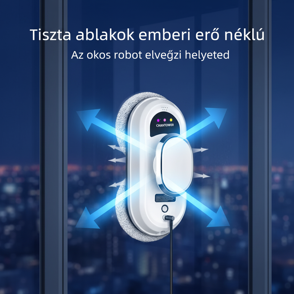 Intelligens Ablaktisztító Robot – Távirányítós, Elektromos, Üvegre és Falra
